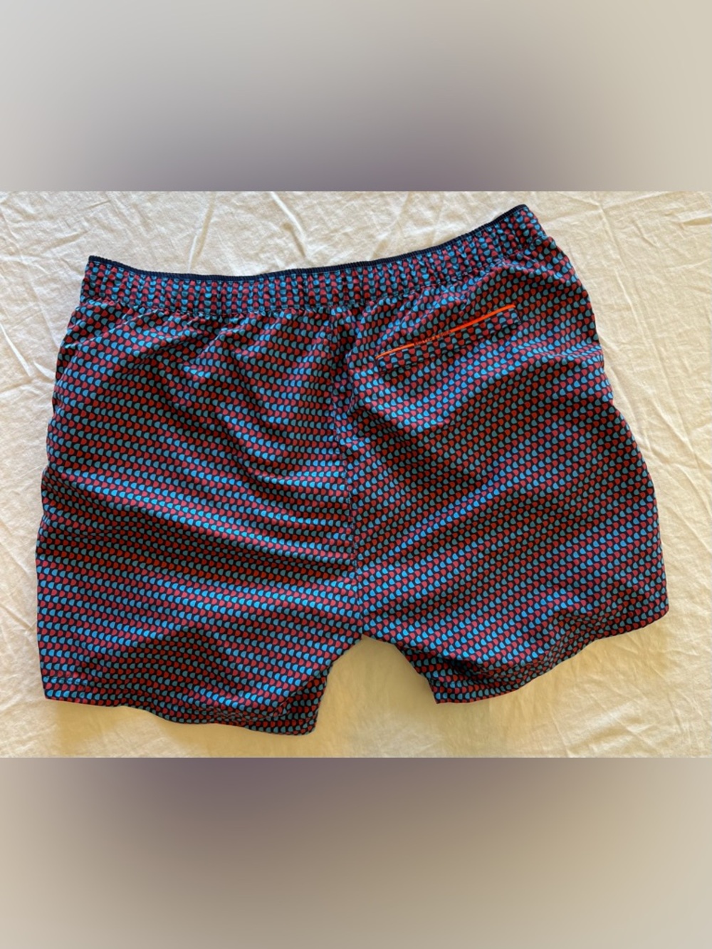 Scotch & Soda Swim Trunks Geometric Print Red Blue Poolside Quick Dry Shorts - Picture 2 of 6